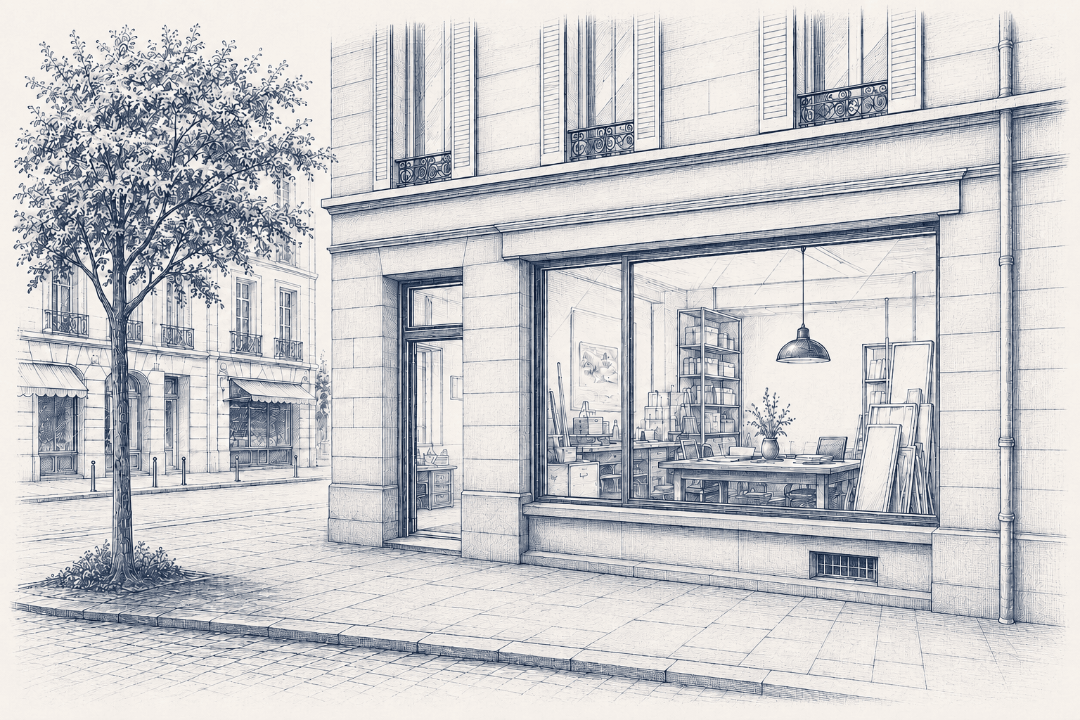 Gravure d'un local professionnel indépendant à Lausanne